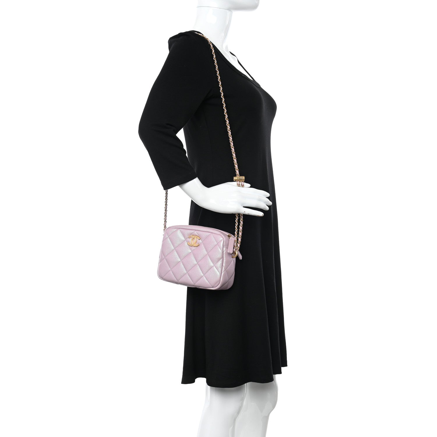 Chanel Iridescent Caviar Quilted Mini My Perfect Camera Case Pink 2 of 11