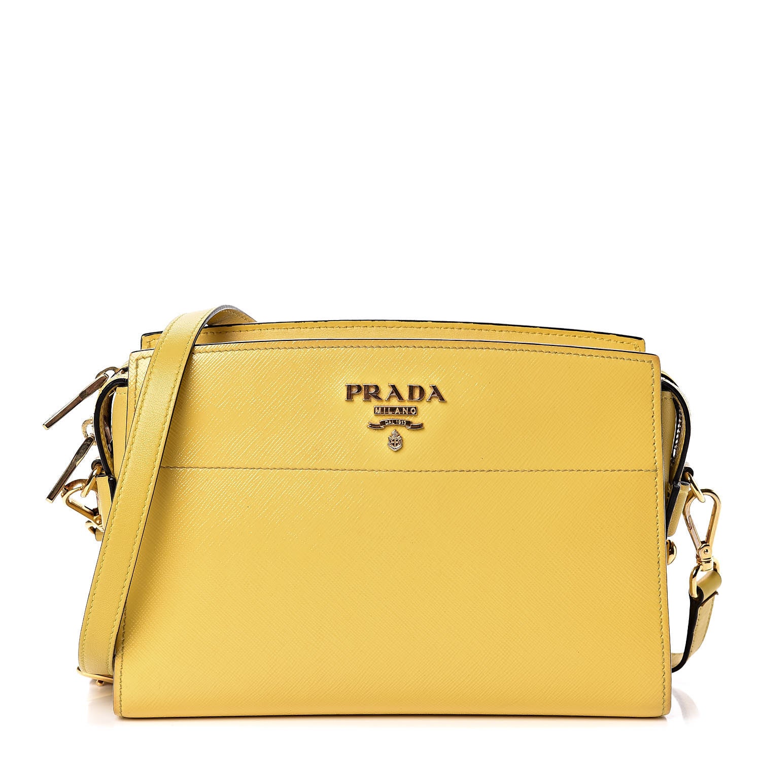 Prada Saffiano City Calfskin Esplanade Crossbody Bag Soleil 1 of 12