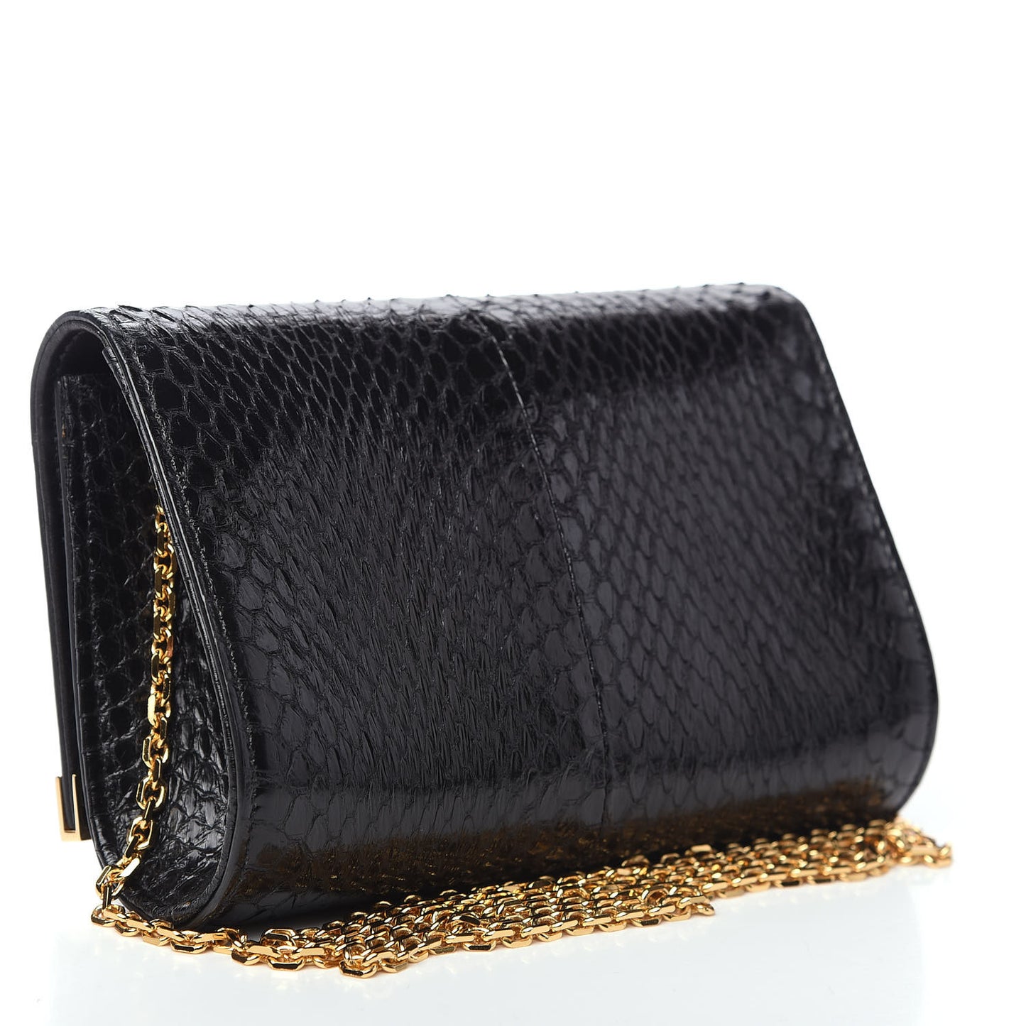 Snakeskin Mini Rush Clutch Black