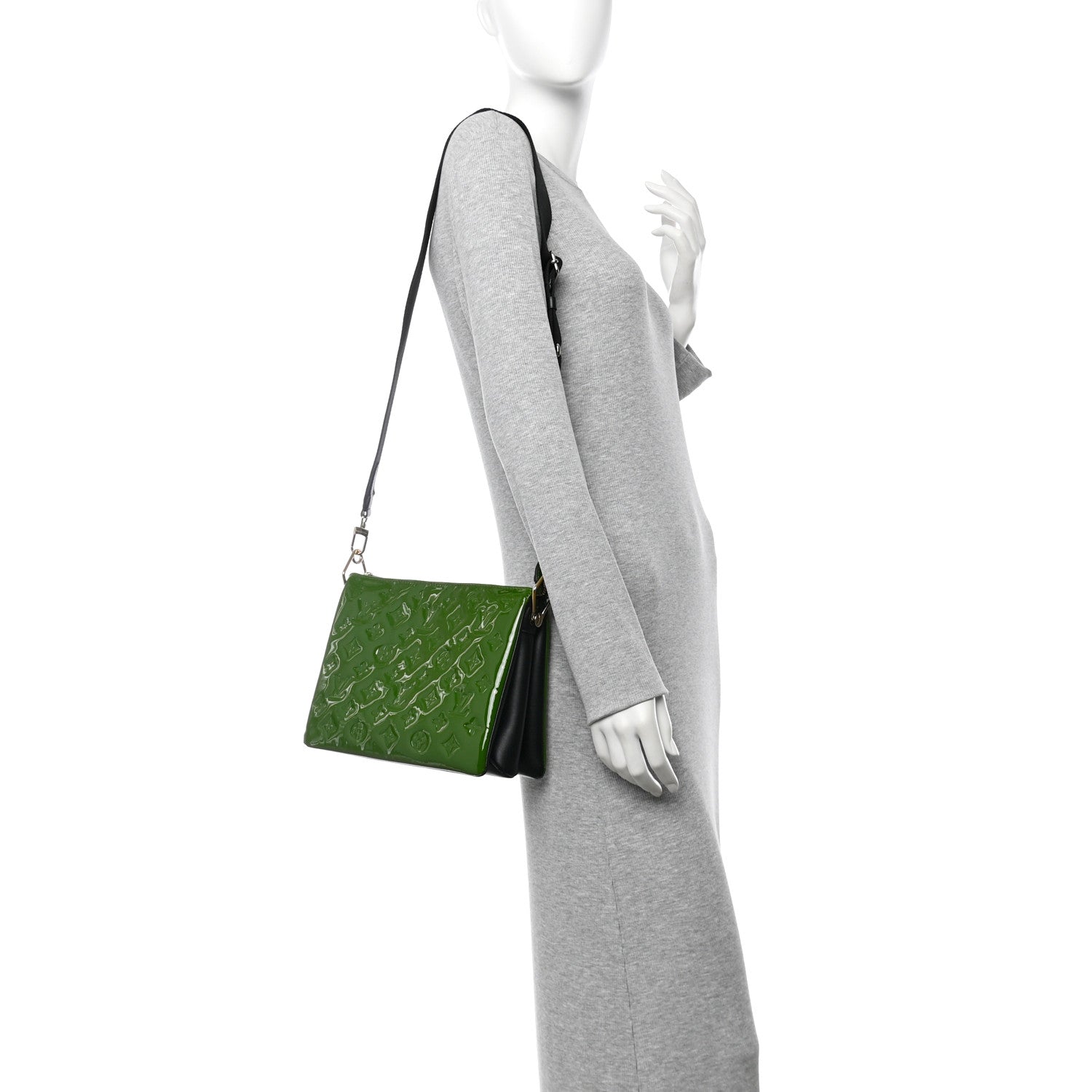 Louis Vuitton Patent Embossed Monogram Coussin PM Green Black 2 of 9