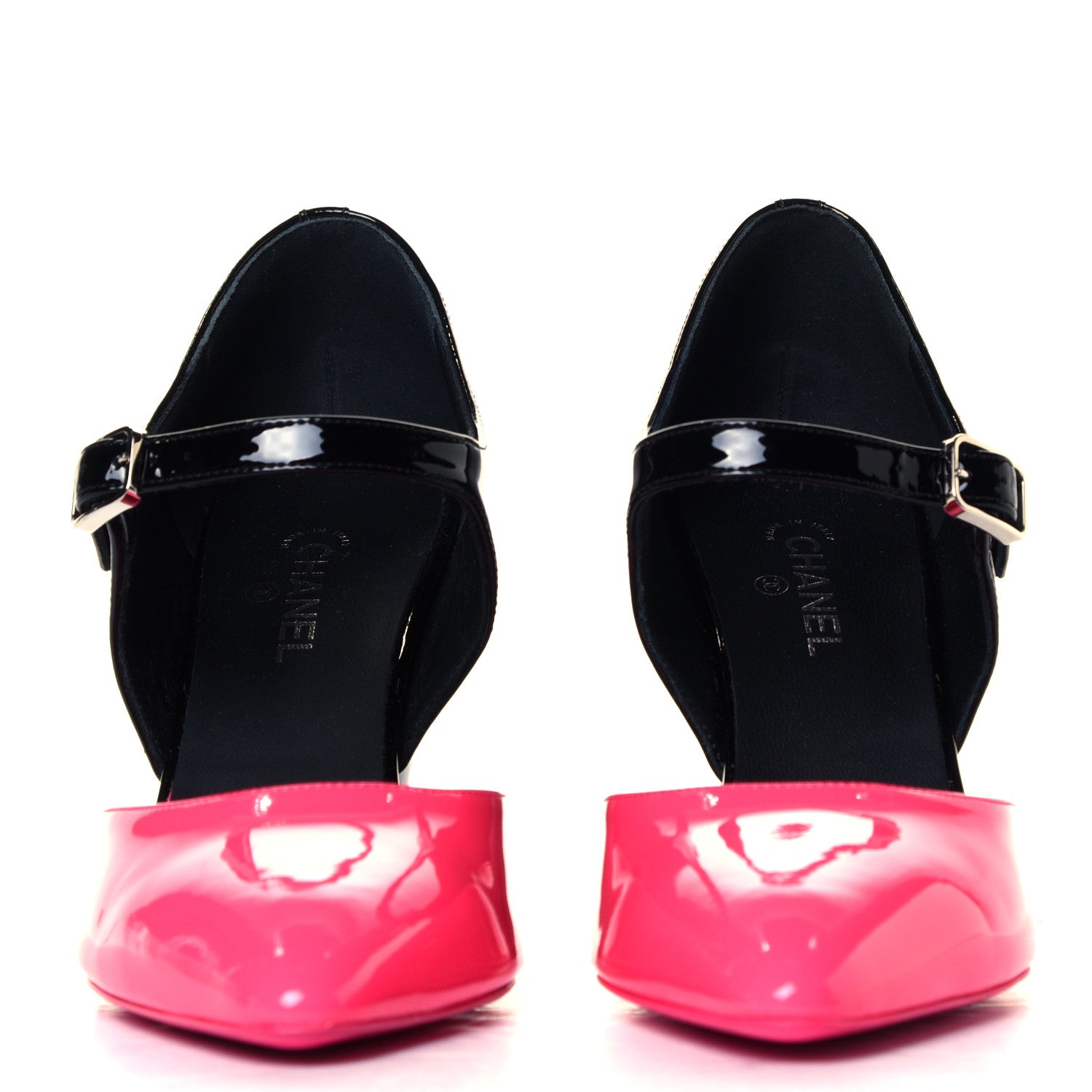Chanel Patent Calfskin CC Pumps 37 Pink Black 2 of 6