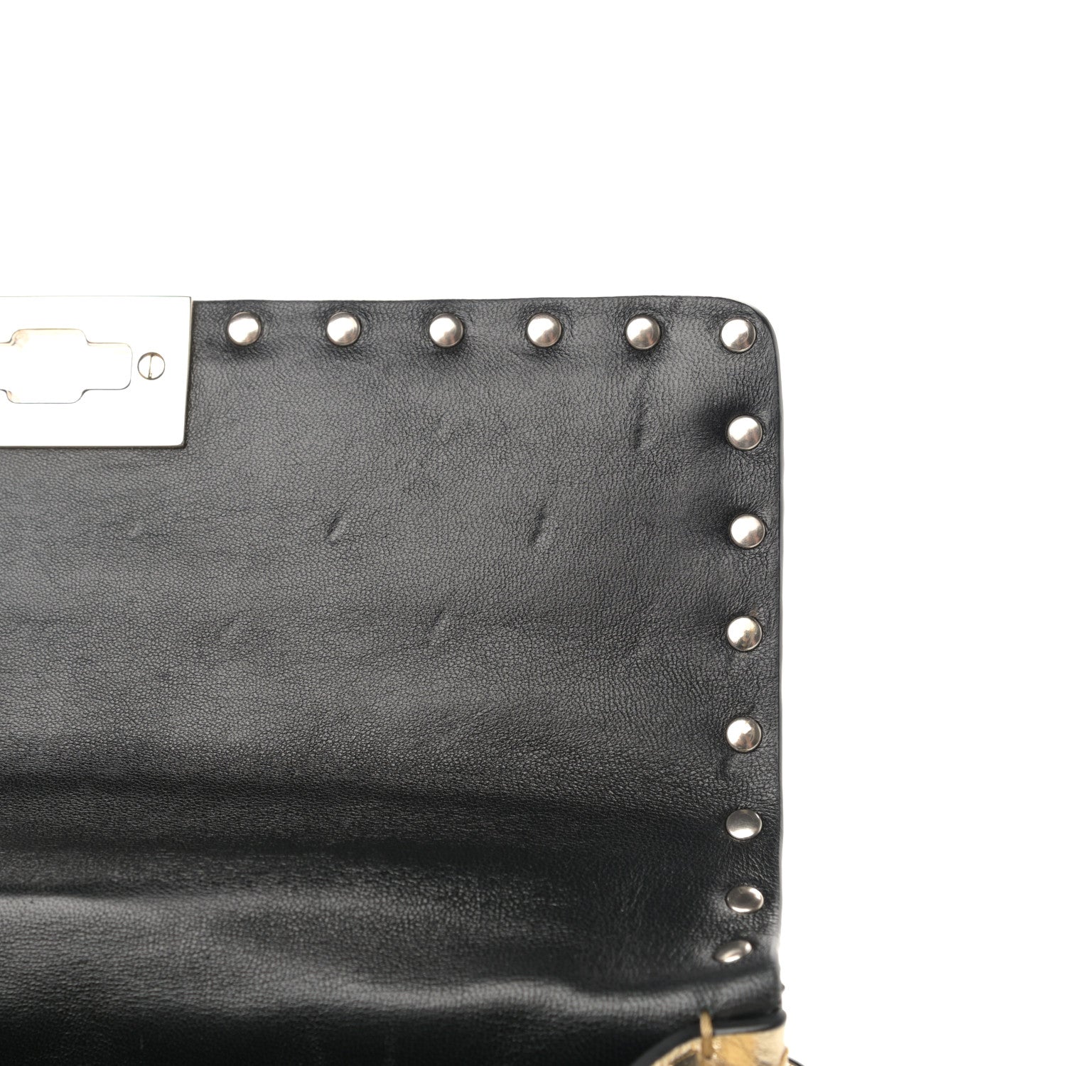 Valentino Garavani Metallic Wrinkled Lambskin Medium Rockstud Spike Shoulder Bag Mekong 11 of 12