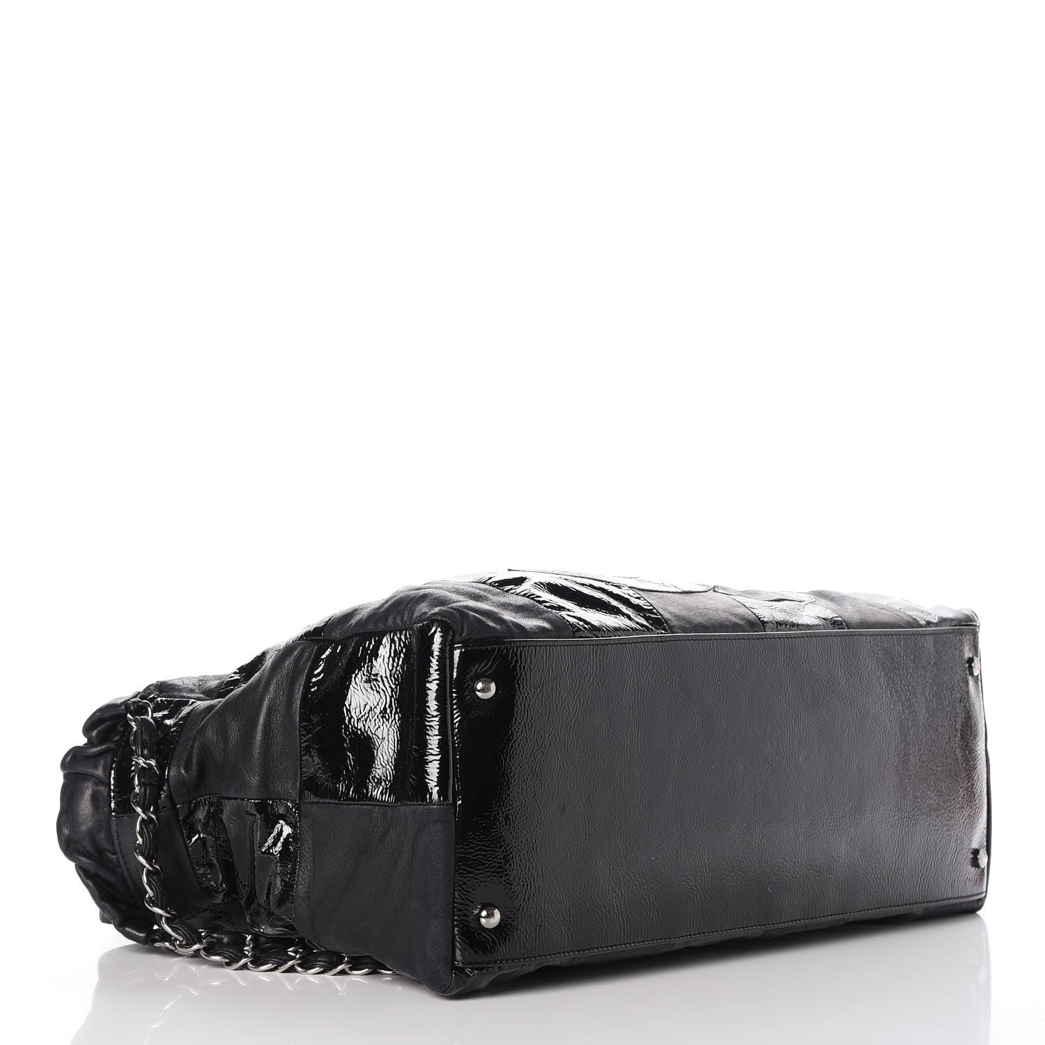 Chanel Lambskin Patent Calfskin Brooklyn Patchwork Hobo Black 4 of 9