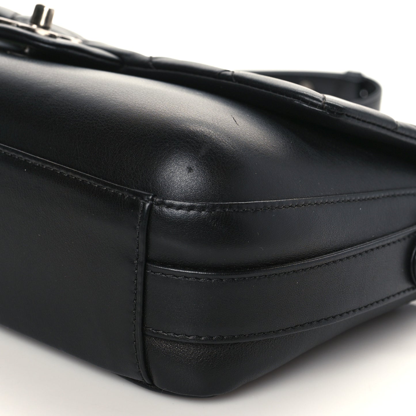 Calfskin Quilted Large Rock My Shoulder Flap Black