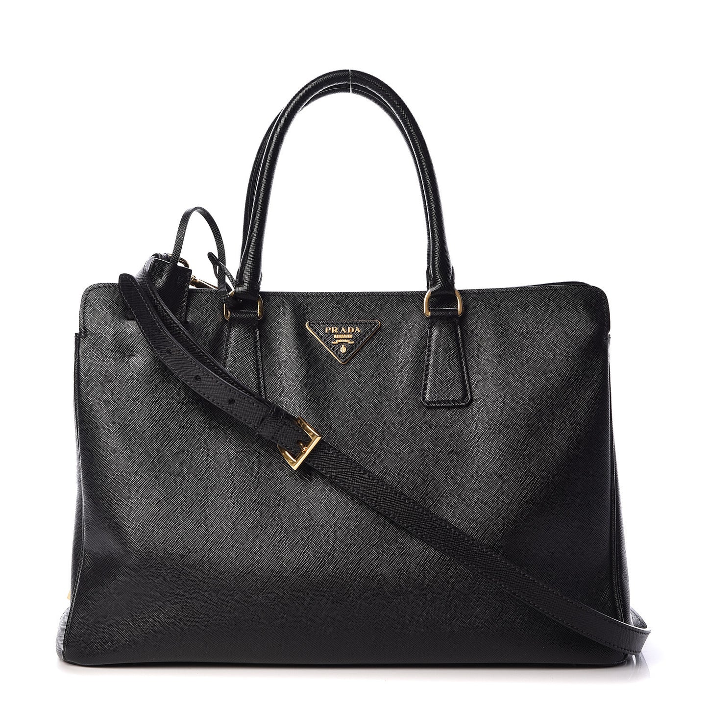 Saffiano Lux Large Top Handle Open Tote Black