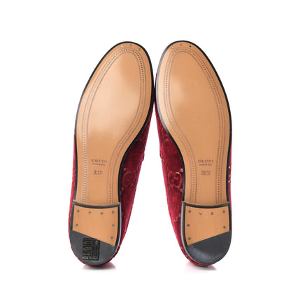 Gucci Velvet Malaga Kid GG Monogram Horsebit Womens Jordaan Loafers 38.5 Red Cipria Romantic Cerise 6 of 15
