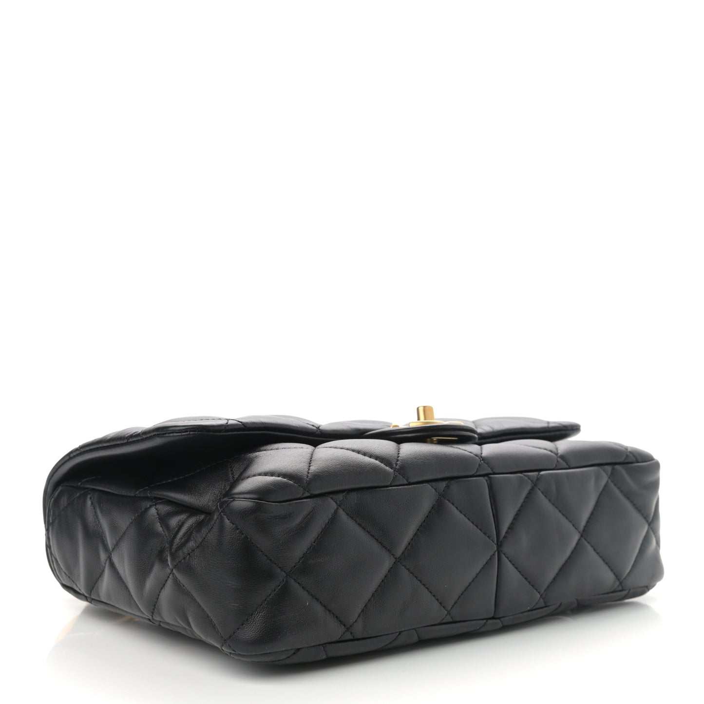 Lambskin Quilted Large CC Funky Town Flap Black