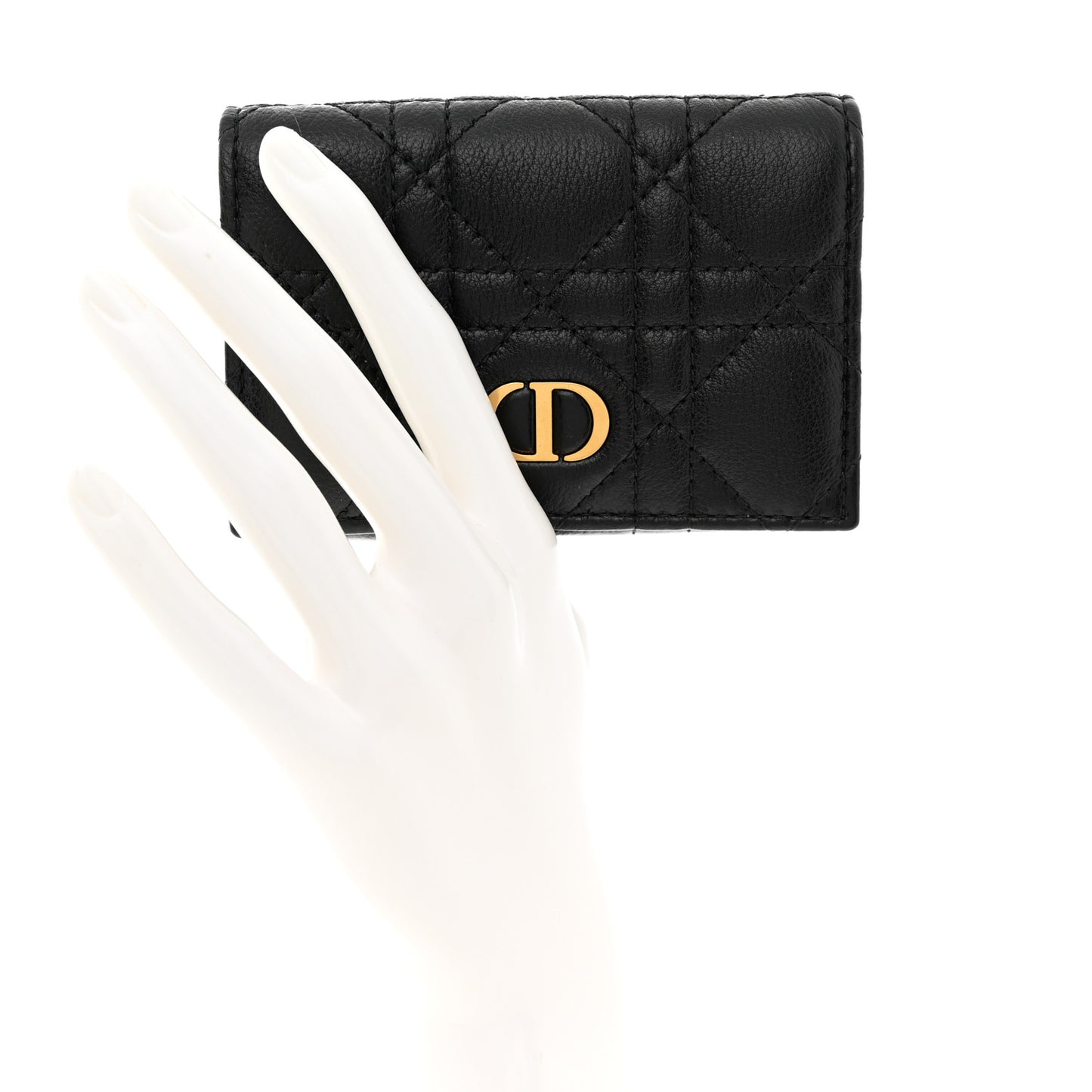 Supple Calfskin Cannage Caro Glycine Wallet Black