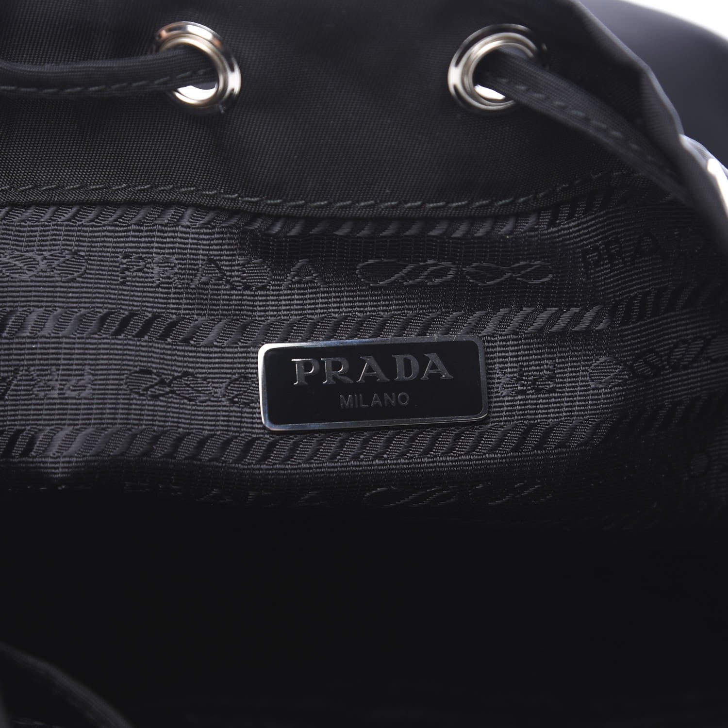Prada Saffiano Tessuto Nylon Vela Bucket Wristlet Black 5 of 8