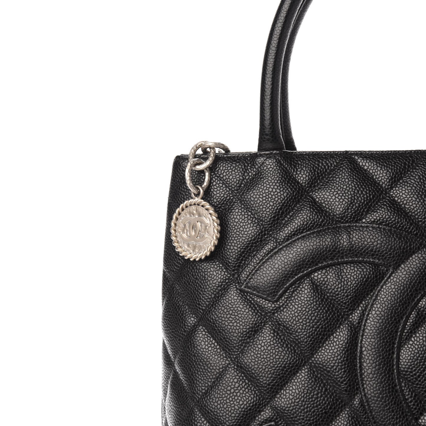 Caviar Quilted Medallion Tote Black
