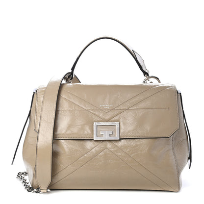 Givenchy Creased Patent Calfskin Medium ID Flap Beige 1 of 4