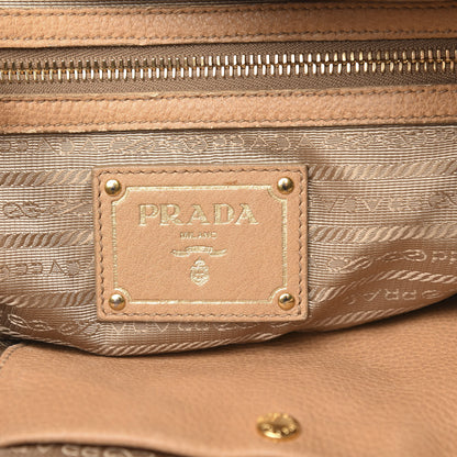 Prada Deerskin Tamponato Pleated Tote Sughero 6 of 17