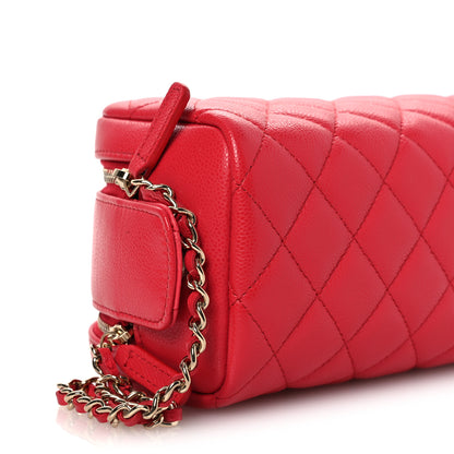 Chanel Caviar Quilted Double Zip Pouch Cosmetic Case Coral 9 of 11