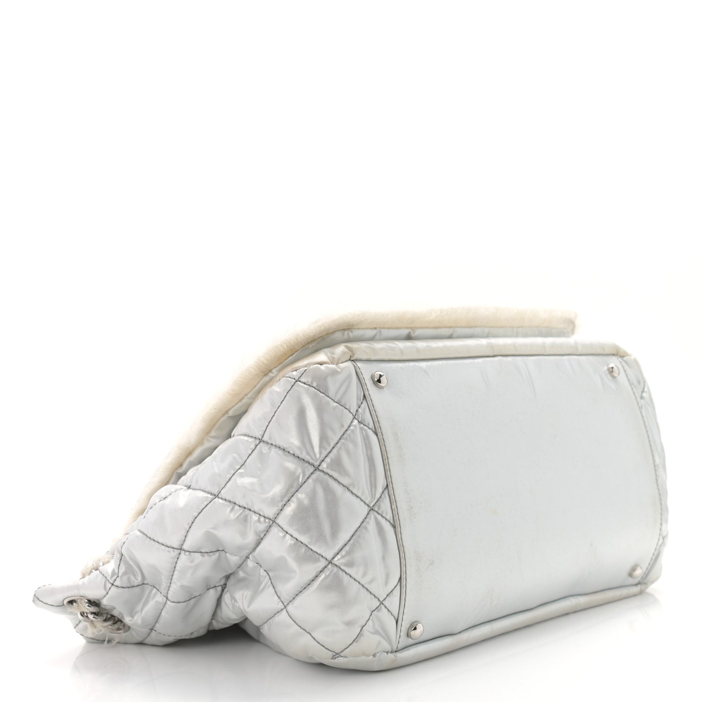 Vinyl Mohair Trimmed Accordion Arctic Polar Ice Flap Silver