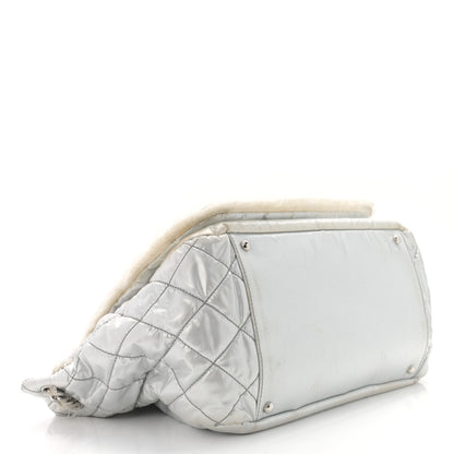 Chanel Vinyl Mohair Trimmed Accordion Arctic Polar Ice Flap Silver 4 of 10