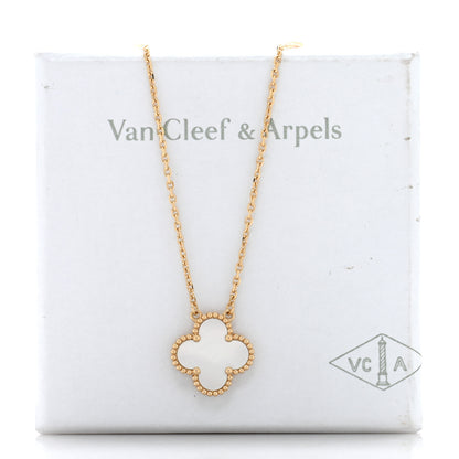 Van Cleef & Arpels 18K Yellow Gold Mother of Pearl Vintage Alhambra Pendant Necklace 5 of 5
