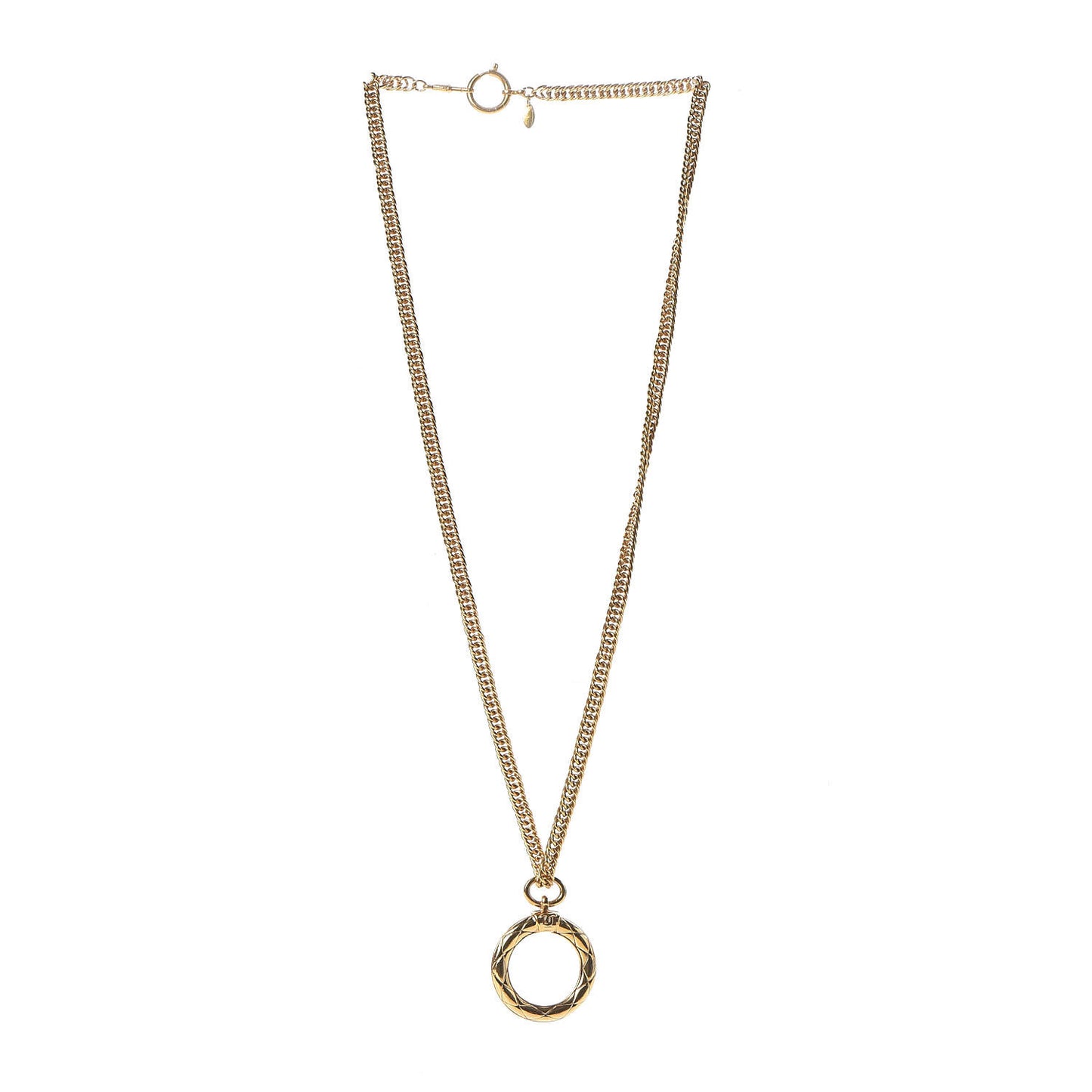 CC Quilted Loupe Chain Necklace Gold