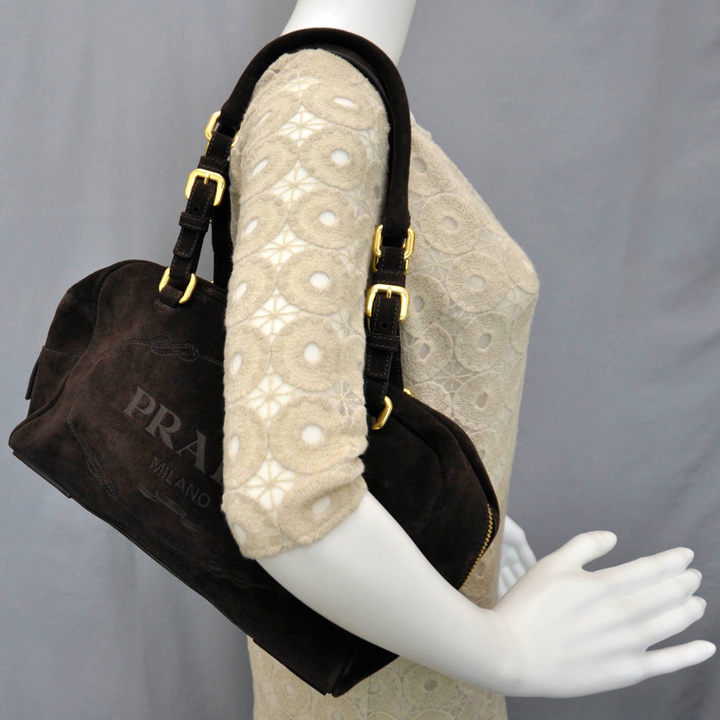 Suede Scamosciato Logo Bag
