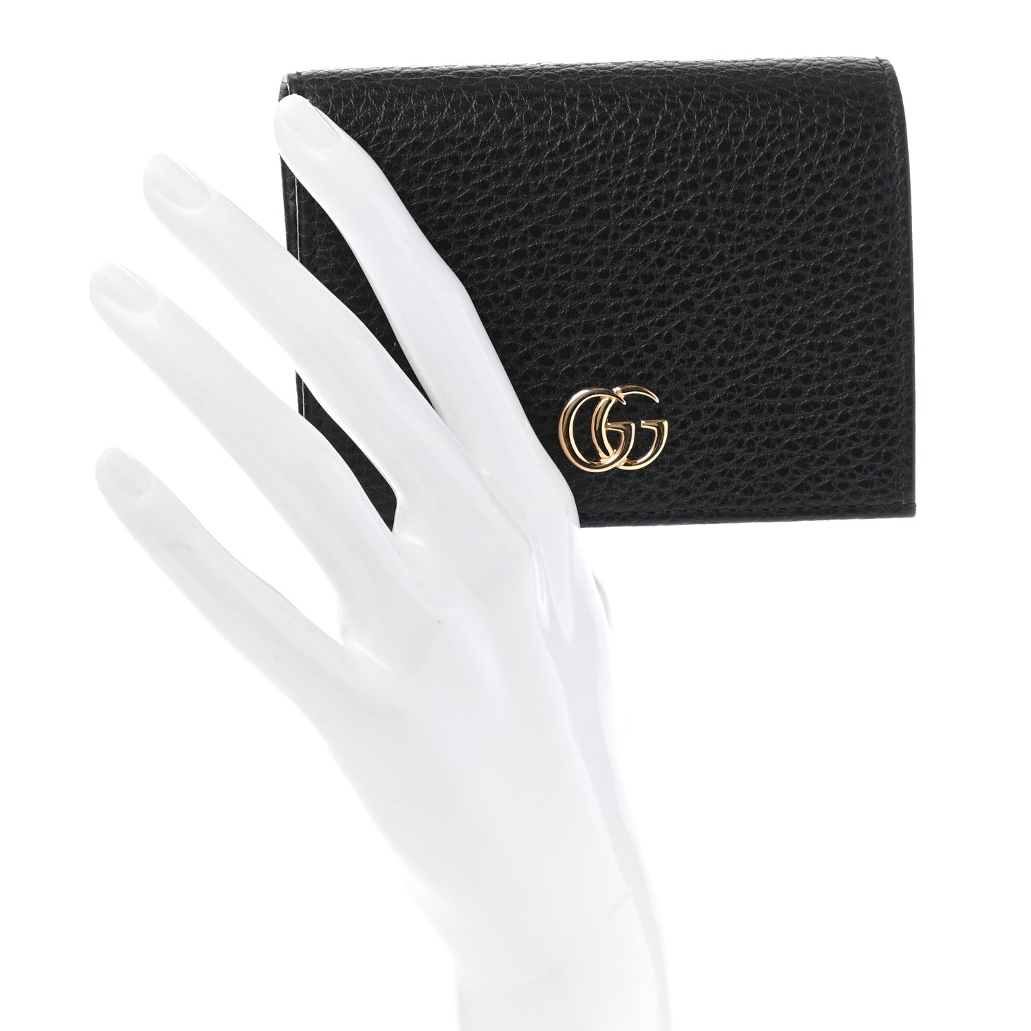 Gucci Pebbled Calfskin GG Marmont Card Case Black 2 of 7