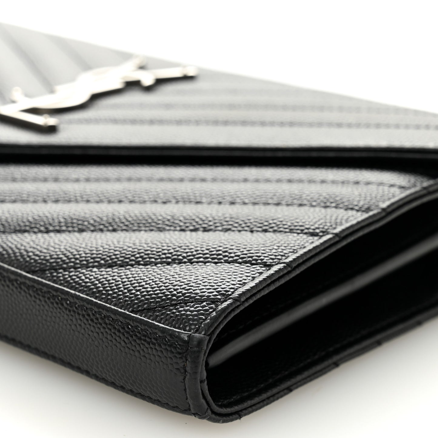 Grain De Poudre Matelasse Chevron Monogram Chain Wallet Black