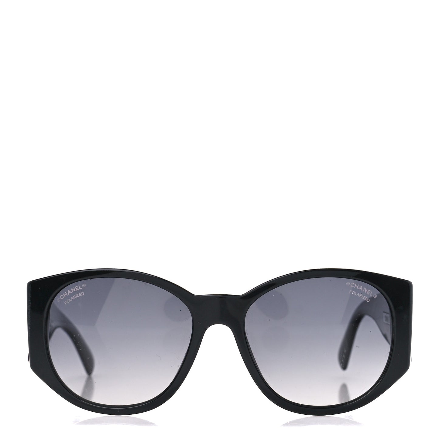 Acetate Polarized Oval Sunglasses 5411-A Black