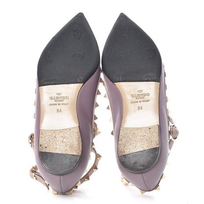 Valentino Garavani Nappa Rockstud Cage Ballerina Flats 34 Dark Mauve Poudre 7 of 14