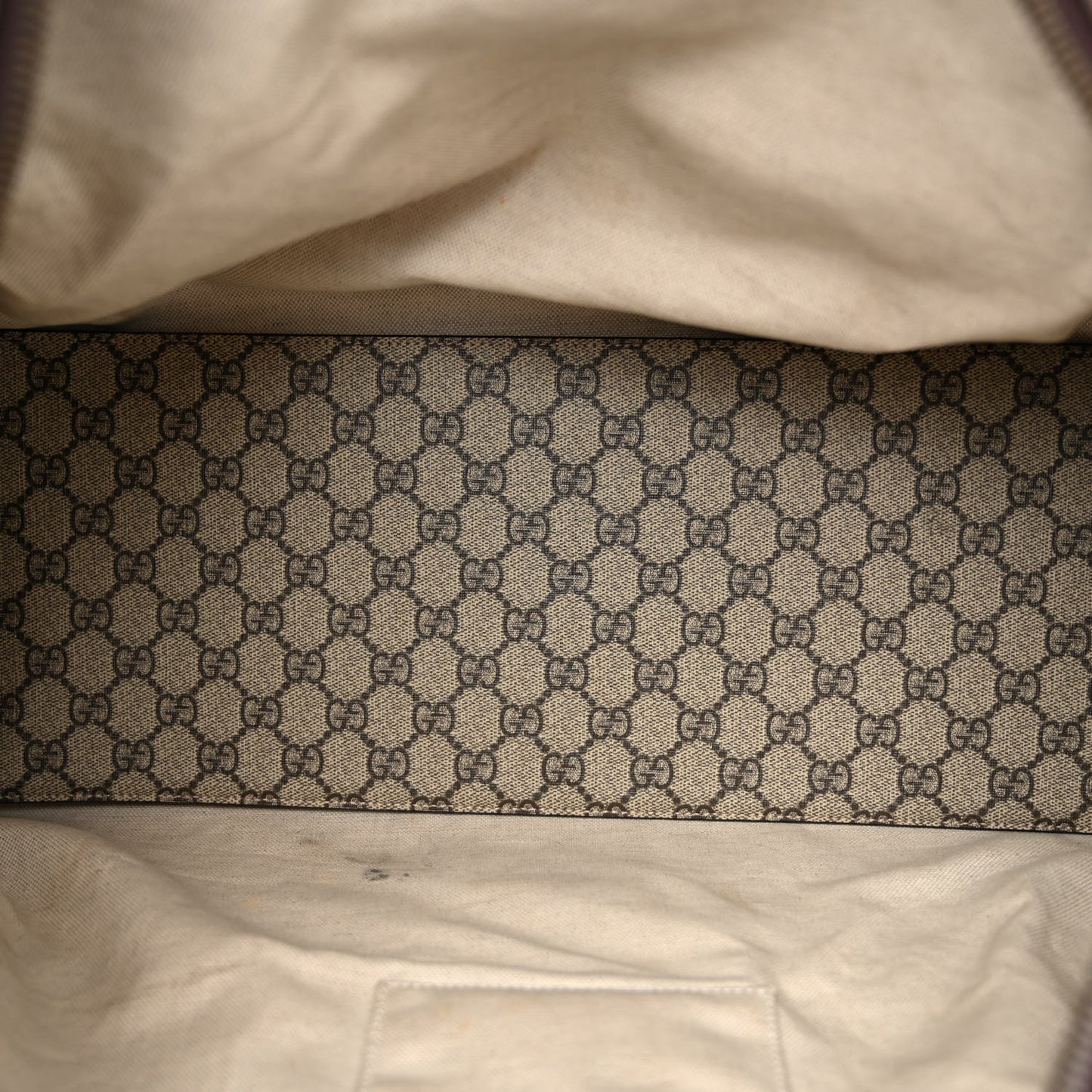 GG Supreme Monogram Textured Dollar Calfskin Web Medium Ophidia Carry-On Duffle Bag Beige Ebony New Acero