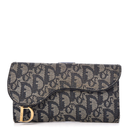 Christian Dior Monogram Saddle Wallet Navy 1 of 7