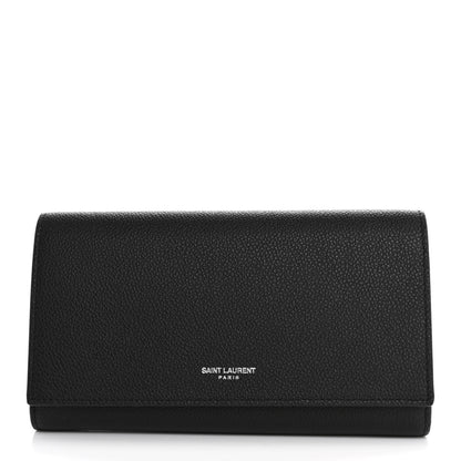 Saint Laurent Grained Calfskin Rive Gauche Classic Large Wallet Black 1 of 9