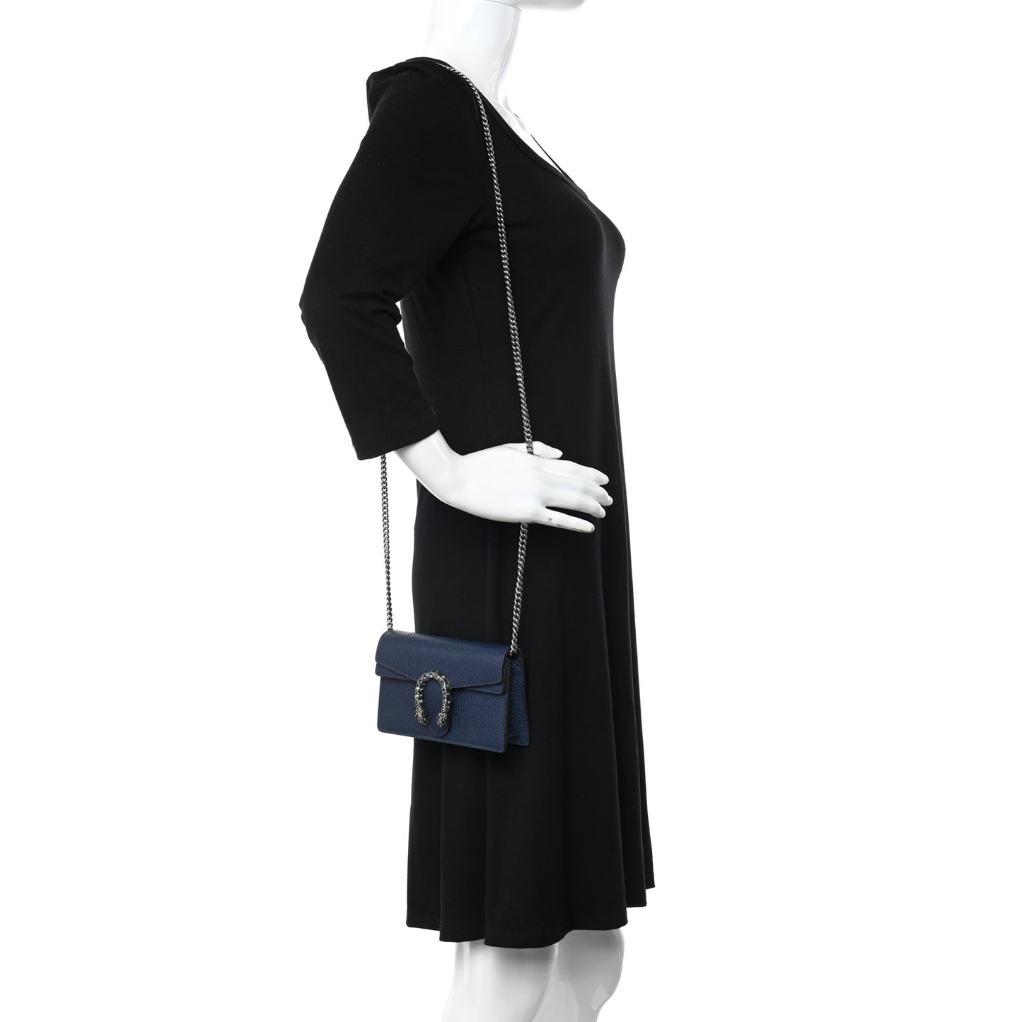 Dollar Calfskin Crystal Super Mini Dionysus Shoulder Bag Blue Agata Black Diamond