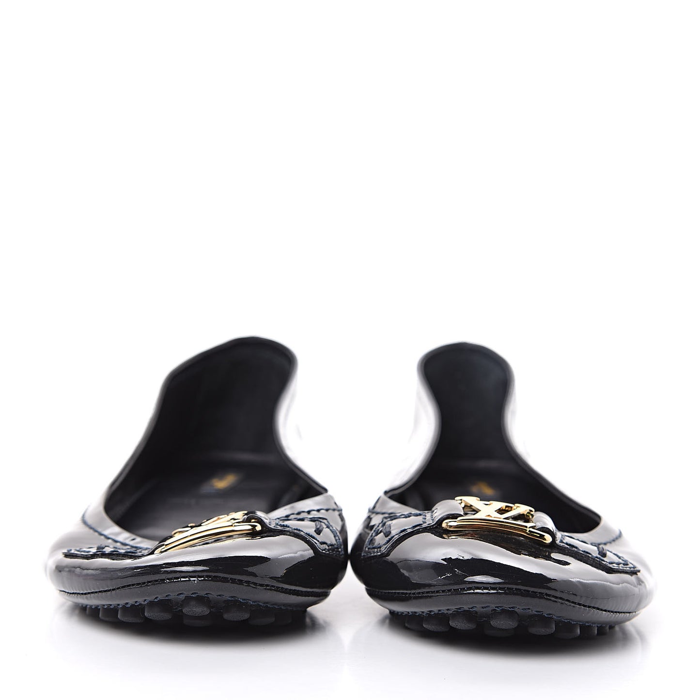 Patent Calfskin Oxford Ballerina Flats 40 Black
