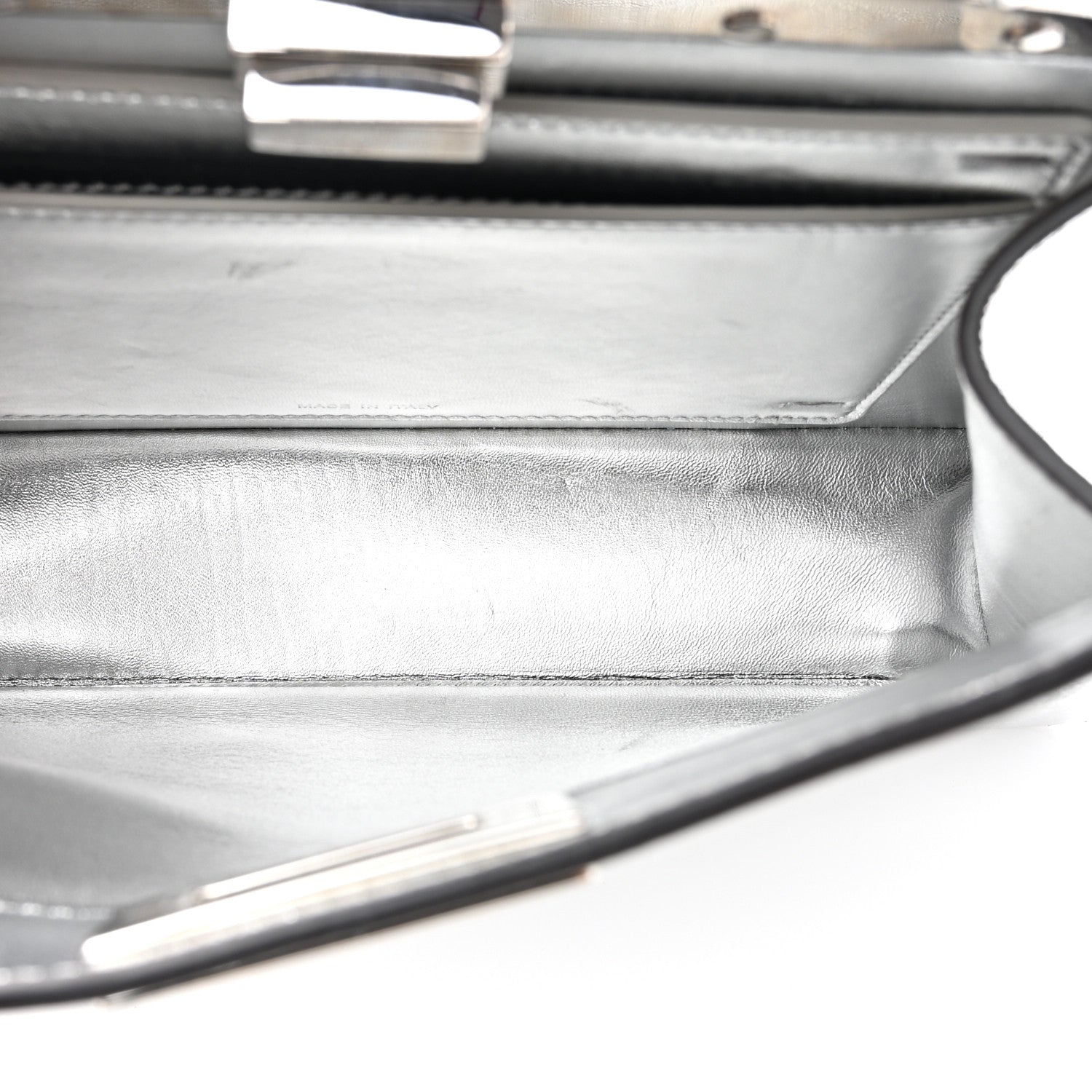 Fendi Rock Millenium Laminata Small Peekaboo I SEE U Satchel Argento 6 of 16