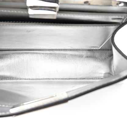 Fendi Rock Millenium Laminata Small Peekaboo I SEE U Satchel Argento 6 of 16