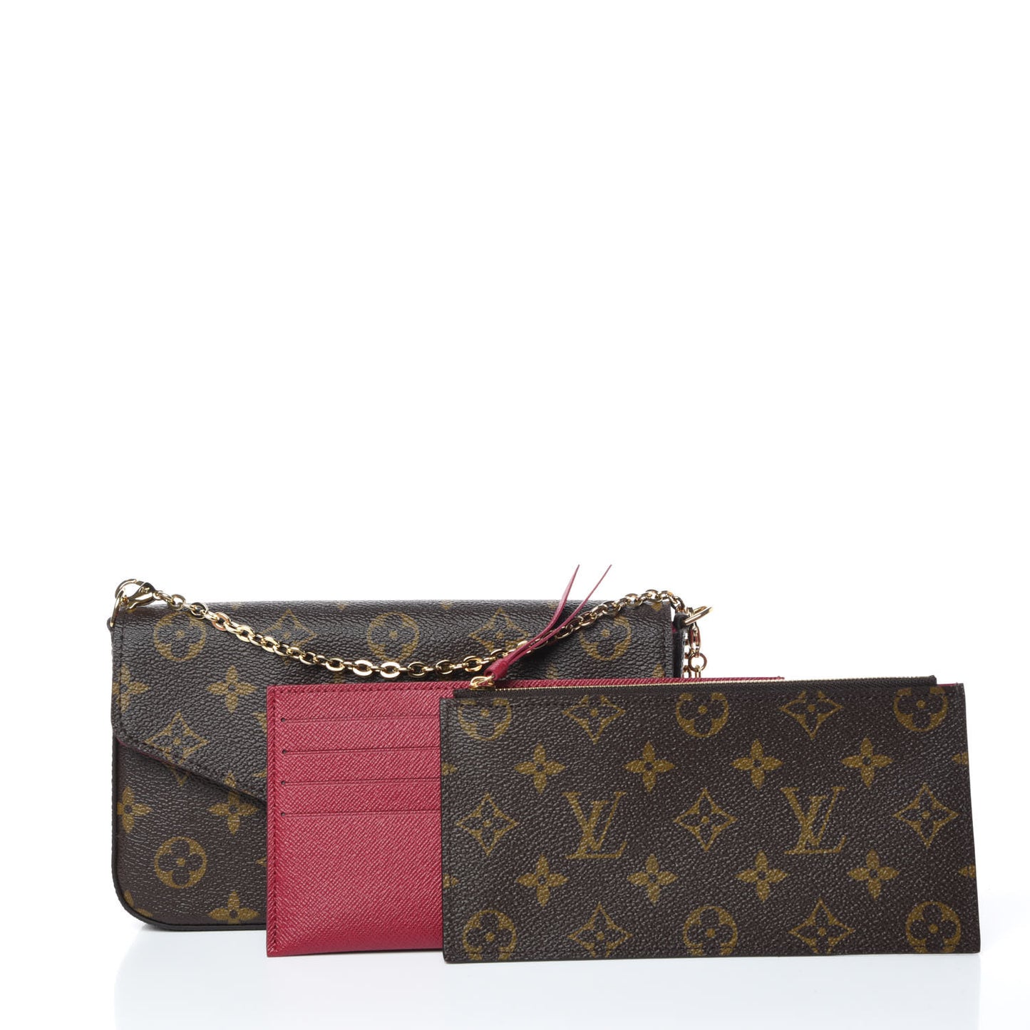 Monogram Pochette Felicie Chain Wallet Fuchsia