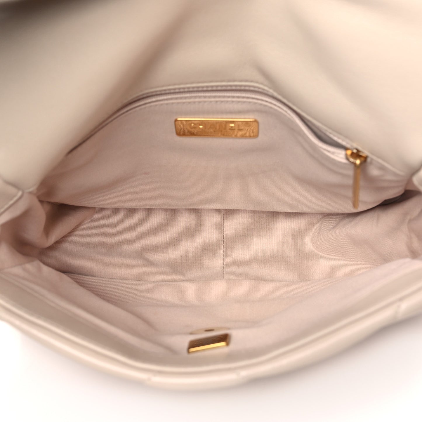 Lambskin Quilted Medium Chanel 19 Flap Beige