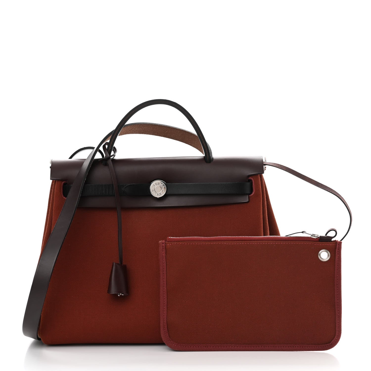 Hermes Military Toile Vache Hunter Tri-Color Herbag Zip Retourne 31 PM Rouge H Ebene Black 3 of 11