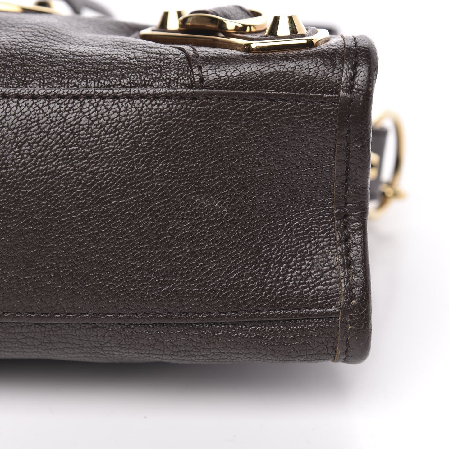 Chevre Gold Metallic Edge Hardware Mini City Marron Cacao