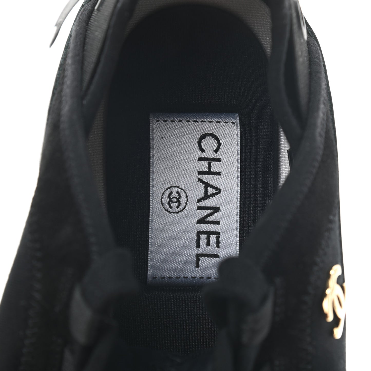 Velvet Calfskin Mixed Fibers CC Sneakers 38.5 Black