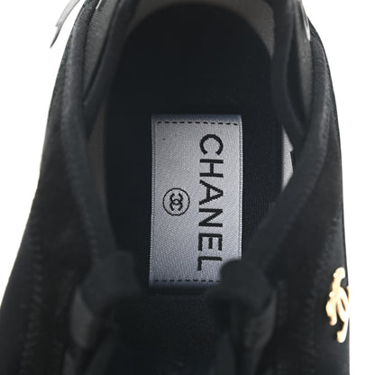 Chanel Velvet Calfskin Mixed Fibers CC Sneakers 38.5 Black 7 of 8