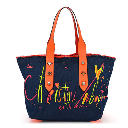 Christian Louboutin Denim Frangibus Printed Tote Blue Multicolor 1 of 14
