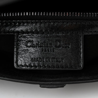Christian Dior Crinkled Patent Lambskin Studded Saddle Bag With Strap Black 6 of 10