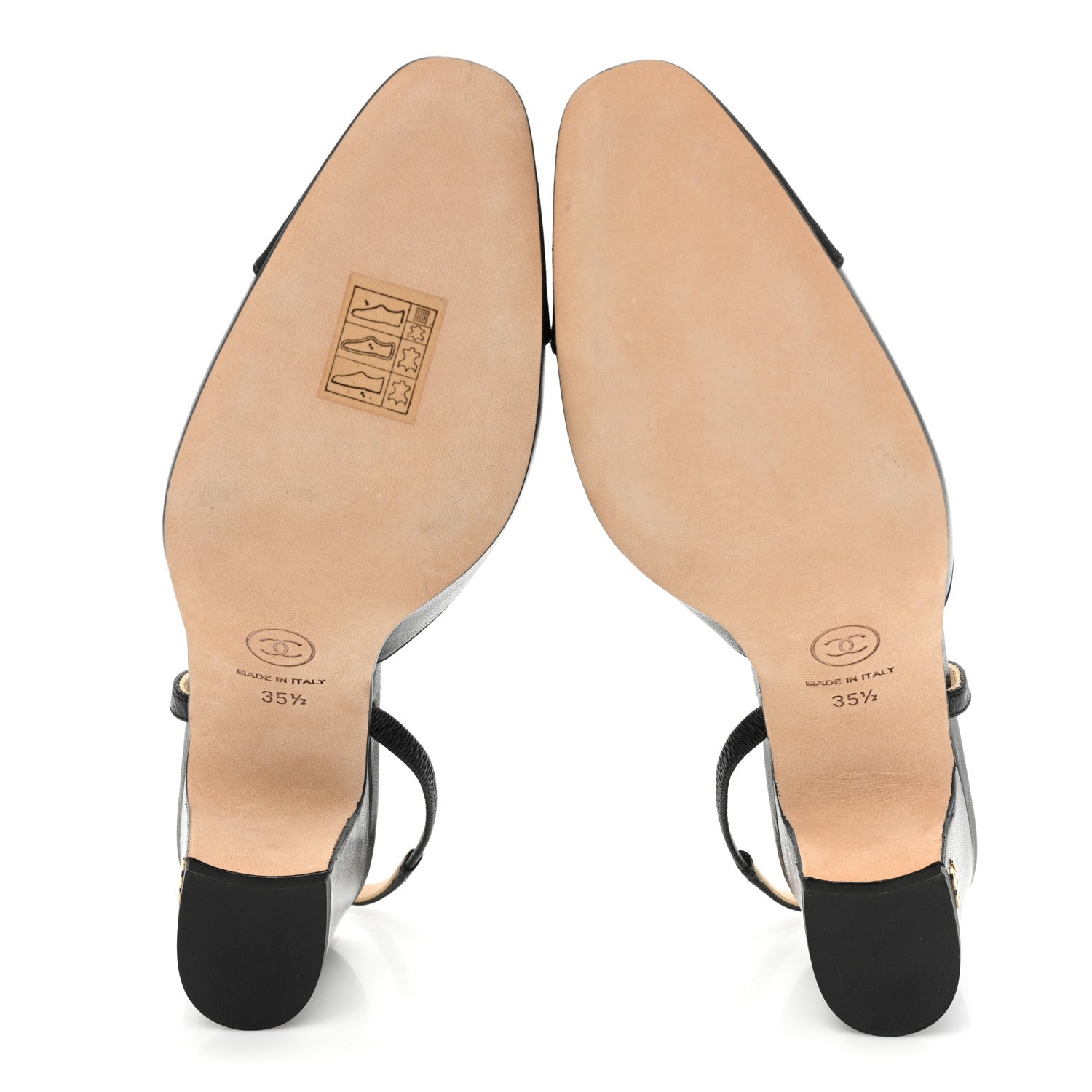 Chanel Goatskin Grosgrain Cap Toe CC Slingback Pumps 35.5 Black 5 of 9