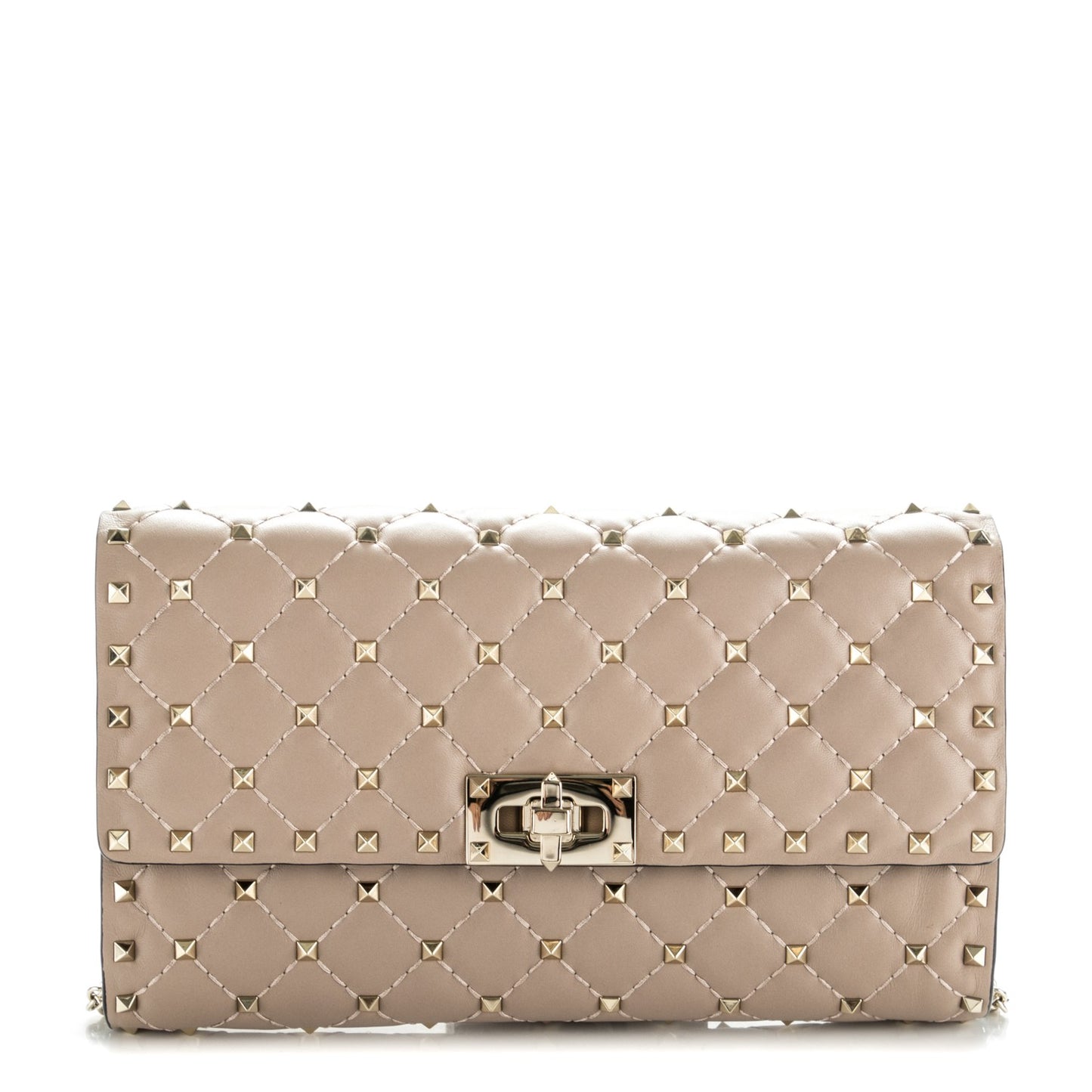 Nappa Rockstud Spike Wallet on Chain Poudre