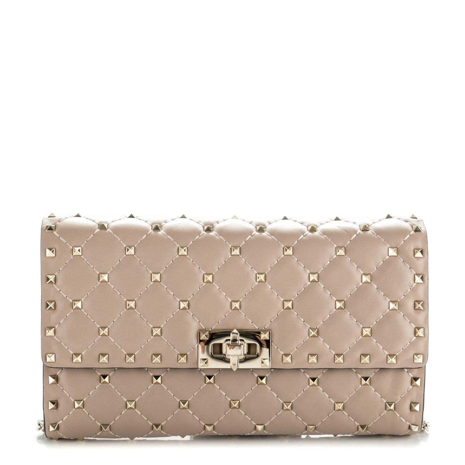 Valentino Garavani Nappa Rockstud Spike Wallet on Chain Poudre 1 of 6