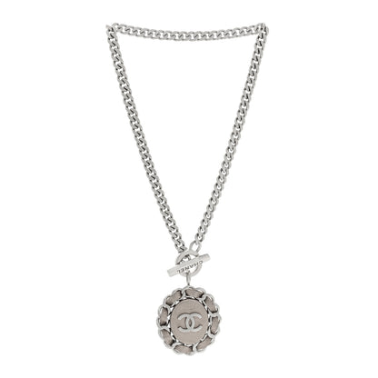 Chanel Lambskin CC Chain Pendant Necklace Silver 2 of 4