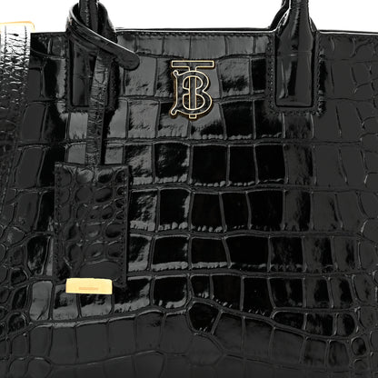 Burberry Crocodile Embossed Calfskin Mini Frances Tote Black 7 of 9