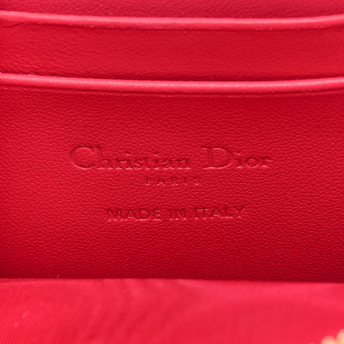 Lambskin Cannage Lady Dior Phone Holder Strawberry Pink