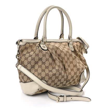 Gucci Monogram Margaux Calfskin Medium Sukey Top Handle Bag Beige Ebony Mystic White 3 of 12