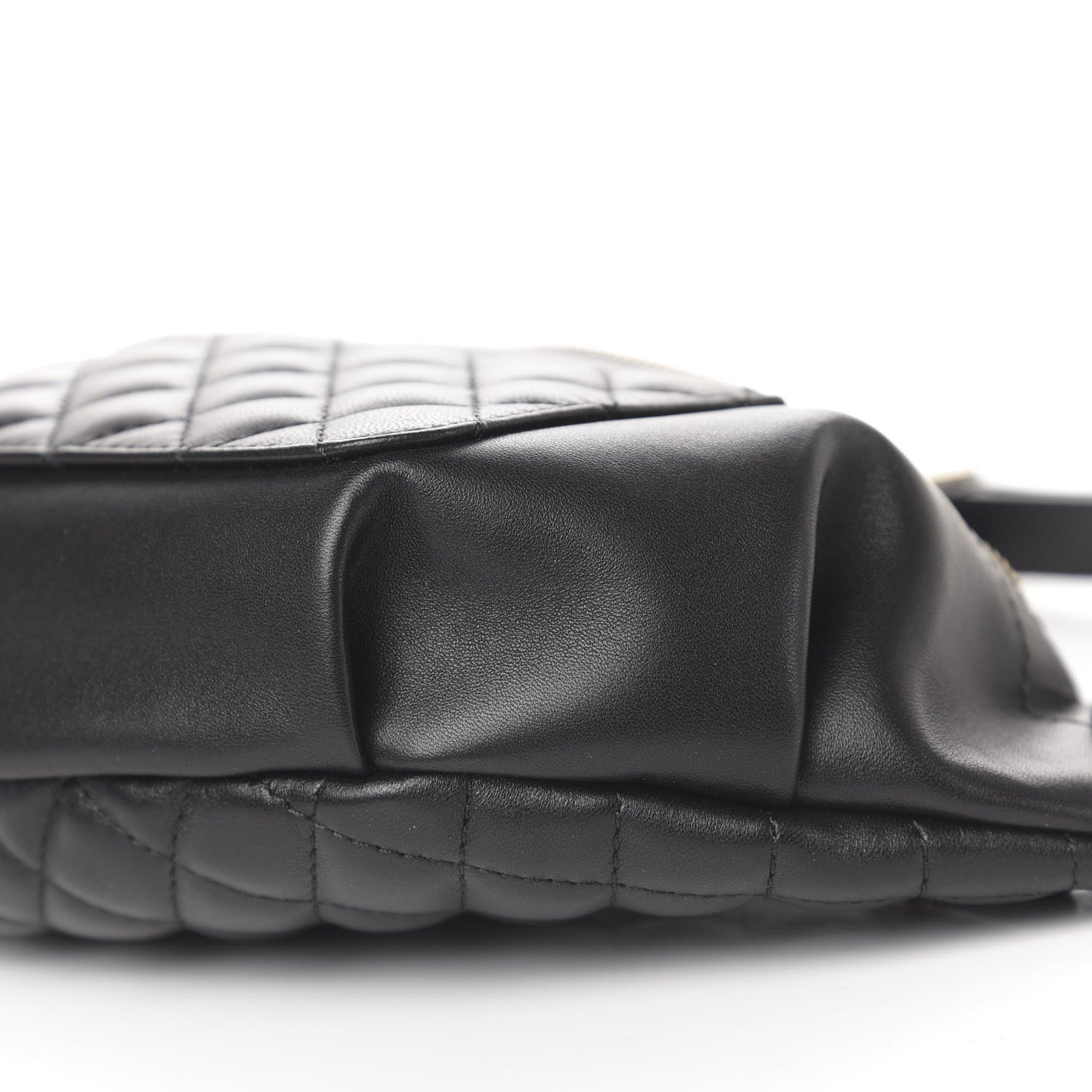 Lambskin Quilted Waist Bag Fanny Pack Black