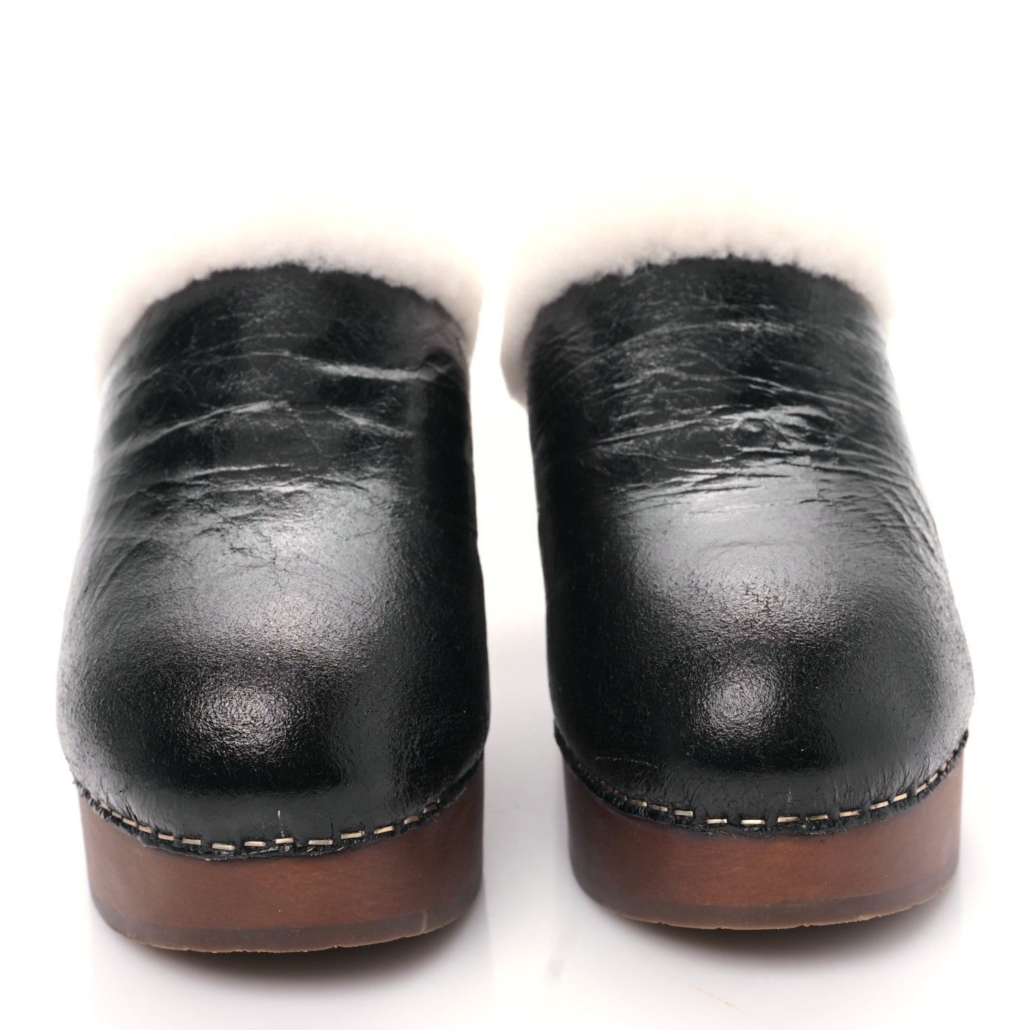 Chanel Crackled Sheepskin CC Mules 38 Black 2 of 9